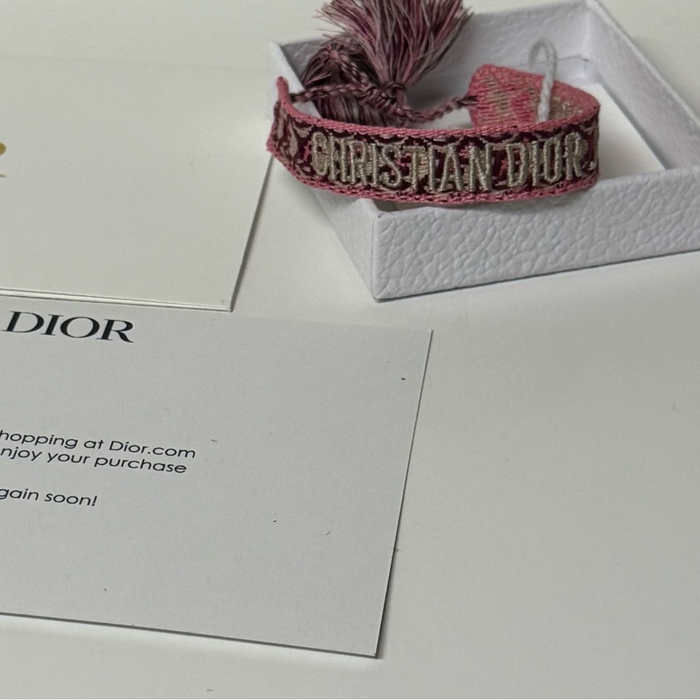 Christian Dior Friendship Bracelet Triple Pink Embroidered Bracelet Women